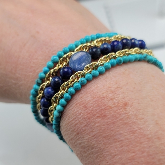 Blue, aqua and gold coloured bracelet EUC - Picture 6 of 8